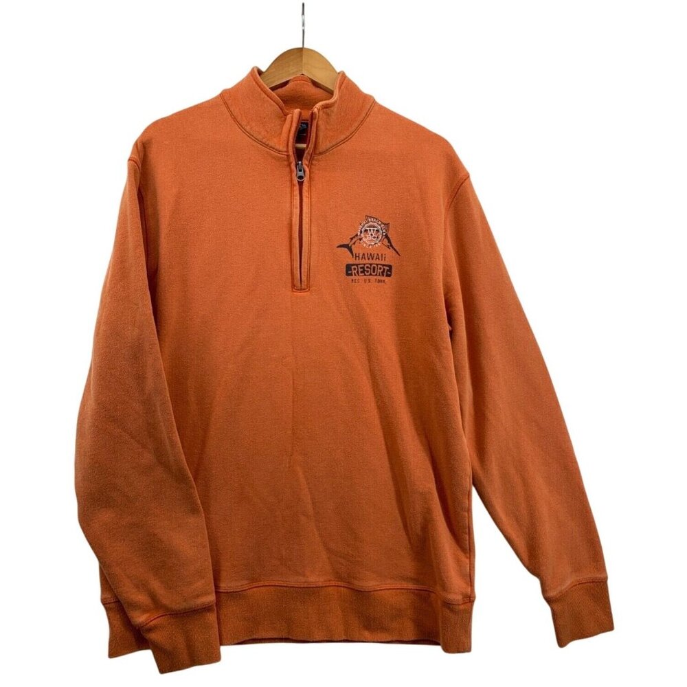 Outta Town Mens Sweatshirt Quarter Zip Sz L Orange Waiohai Beach Club Hawaii Alo